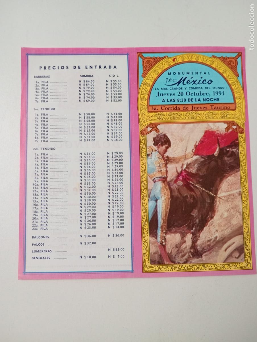 Tauromaquia: PROGRAMA TOROS. MEXICO. 1994. GANADERIA AURELIO FRANCO. HECTOR DE GRANADA. JOSE LUIS HERROS.