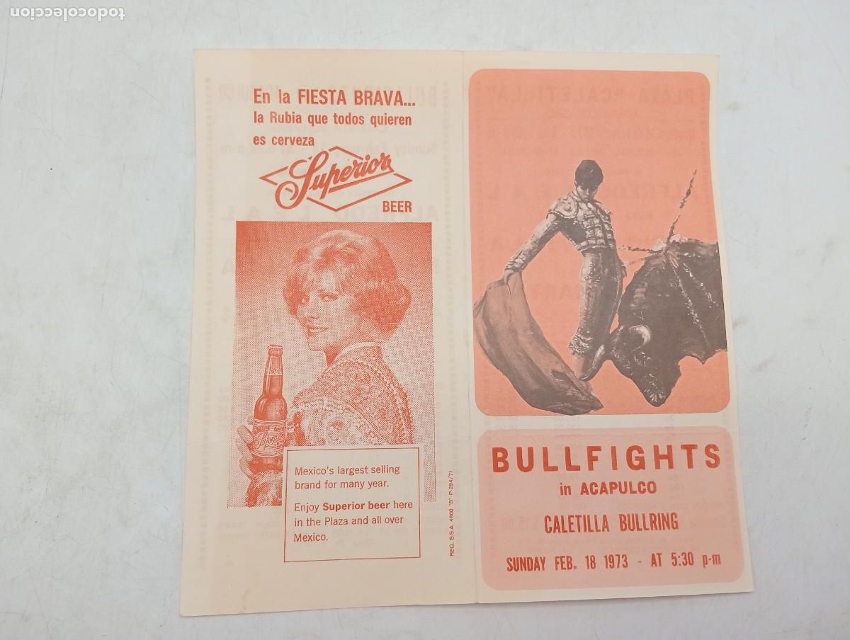 Tauromaquia: PROGRAMA TOROS. ACAPULCO, MEXICO. 1973. GANADERIA SANTA MARTA. ALFREDO LEAL. MARIO SEVILLA.