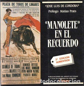 Tauromaquia: &rdquo;MANOLETE&rdquo; EN EL RECUERDO - DE CORDOBA, JOSE LUIS - A-TO-2040
