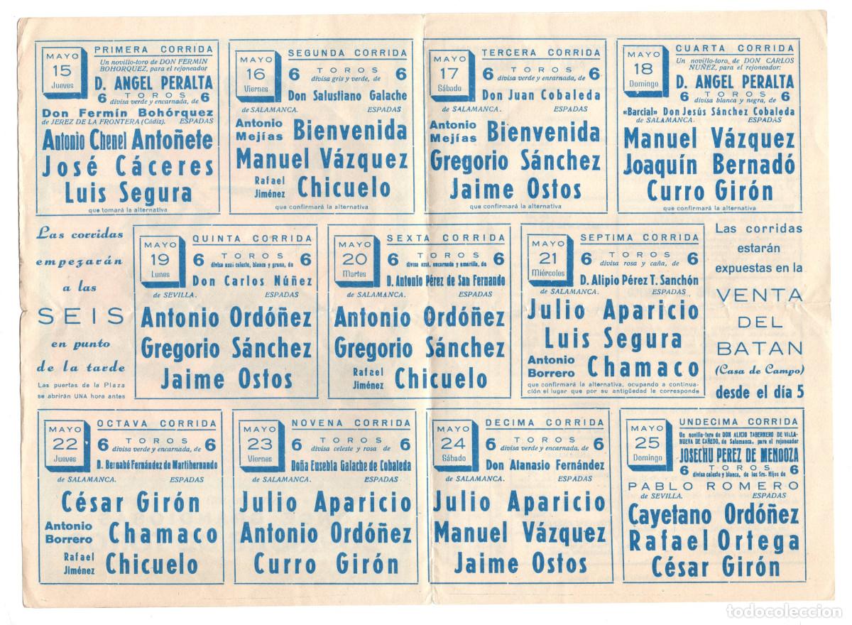 Tauromaquia: PROGRAMA PLAZA DE TOROS DE MADRID. 1958. - Foto 2