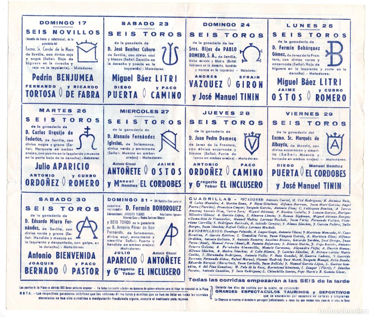 Tauromaquia: PROGRAMA PLAZA DE TOROS DE VALENCIA. 1966. - Foto 2