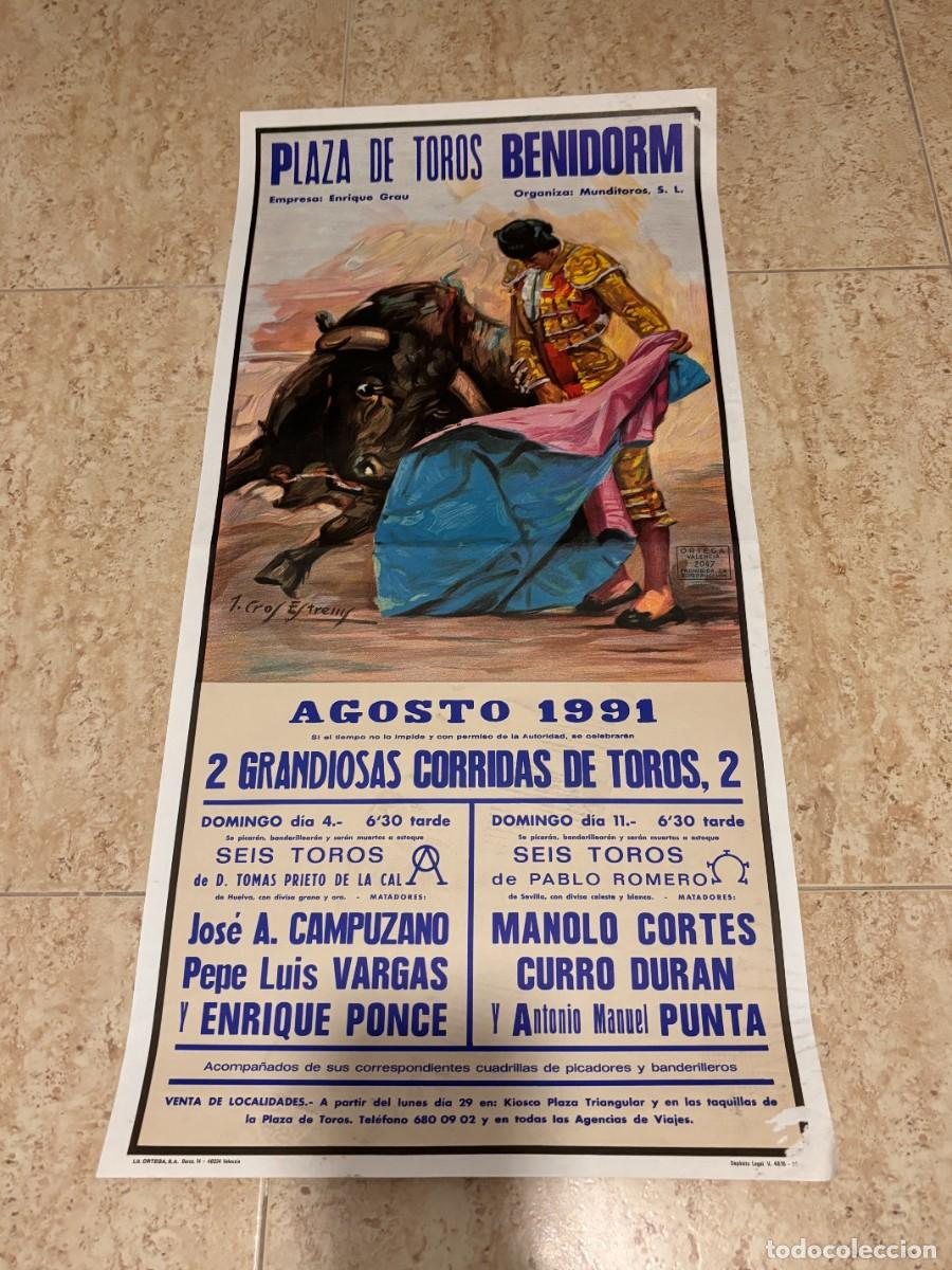 Tauromaquia: CARTEL. PLAZA TOROS BENIDORM. 1991. GANADER&Iacute;A TOMAS PRIETO. JOSE A. CAMPUZANO. PEPE LUIS VARGAS