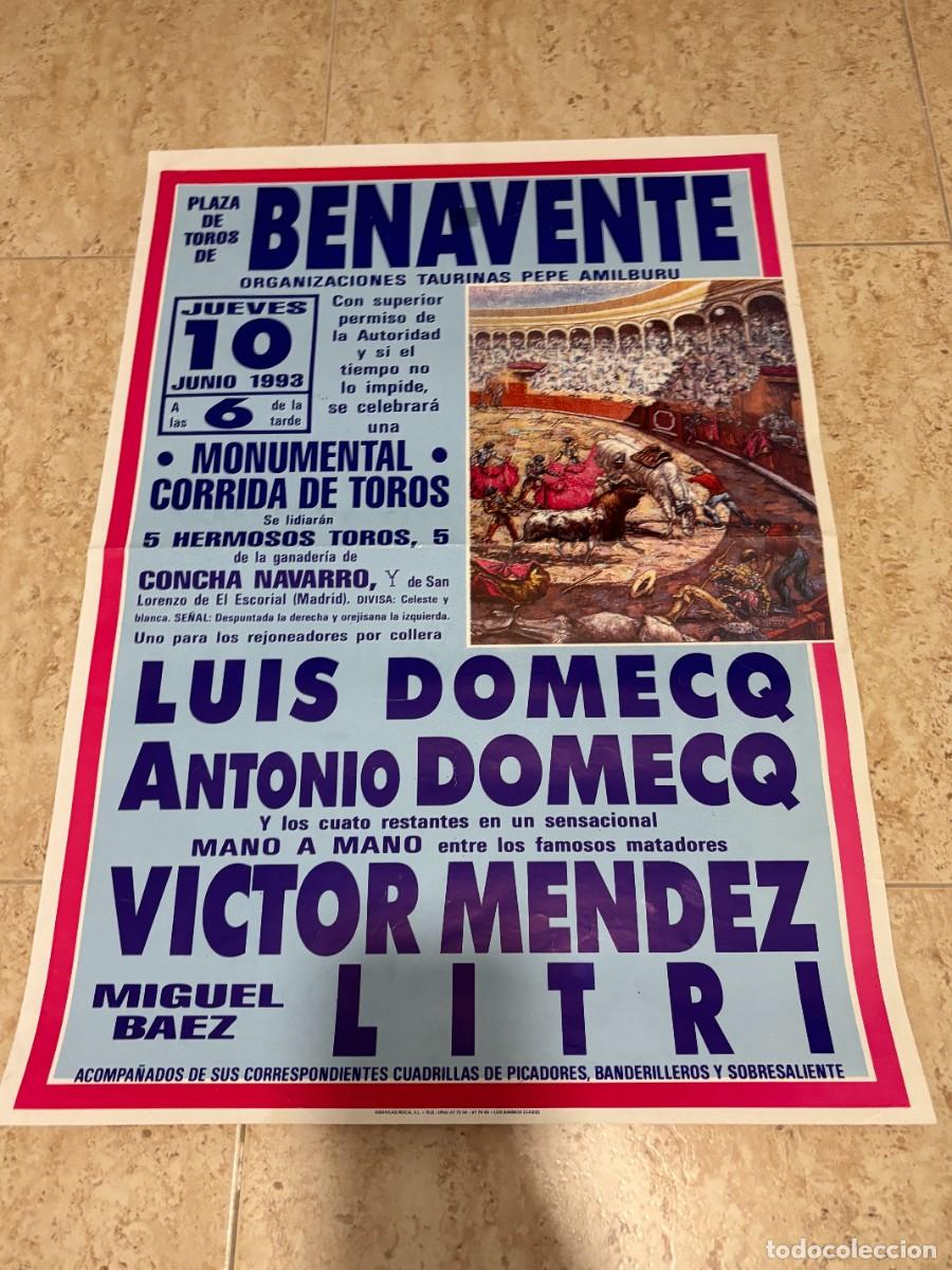 Stierkampf: CARTEL. PLAZA TOROS BENAVENTE. ZAMORA. 1993. GANADER&Iacute;A CONCHA NAVARRO. LUIS DOMECQ. VICTOR MENDEZ