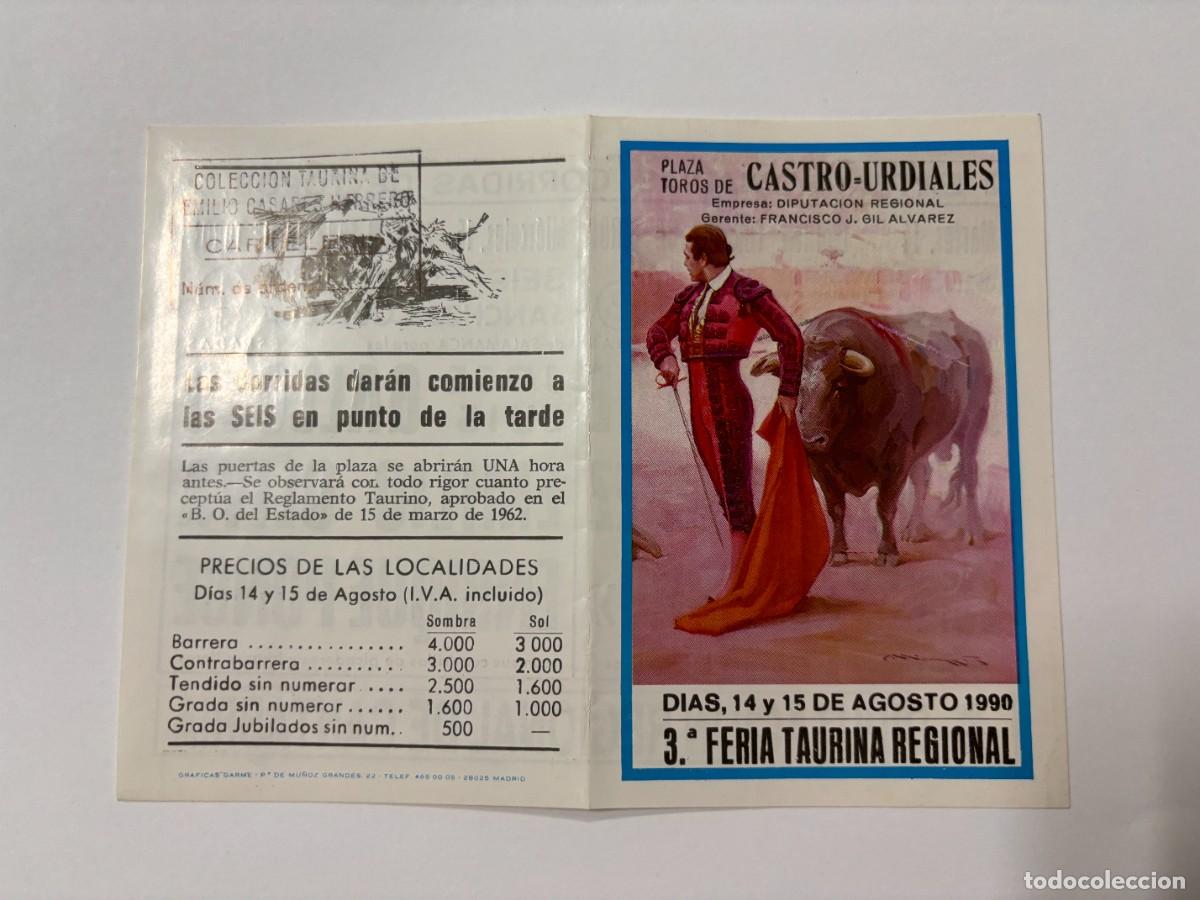 Tauromaquia: PROGRAMA DE TOROS. CASTRO URDIALES. CANTABRIA. 1990. GANADER&Iacute;A EL SIERRO. PACO ALCALDE.VICTOR MENDEZ