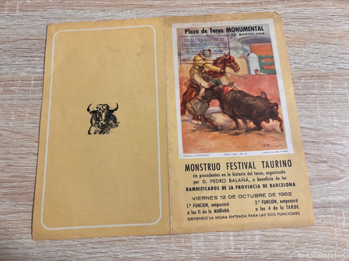Stierkampf: PROGRAMA DE TOROS. BARCELONA. 1962. GANADER&Iacute;A CARLOS URQUIJO. ANGEL PERALTA. DOMINGO ORTEGA