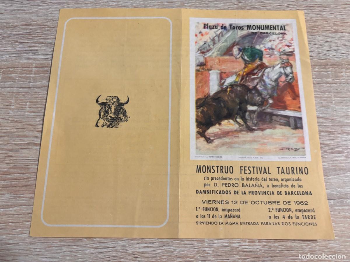 Tauromachie: PROGRAMA DE TOROS. BARCELONA. 1962. GANADER&Iacute;A CARLOS URQUIJO. ANGEL PERALTA. DOMINGO ORTEGA