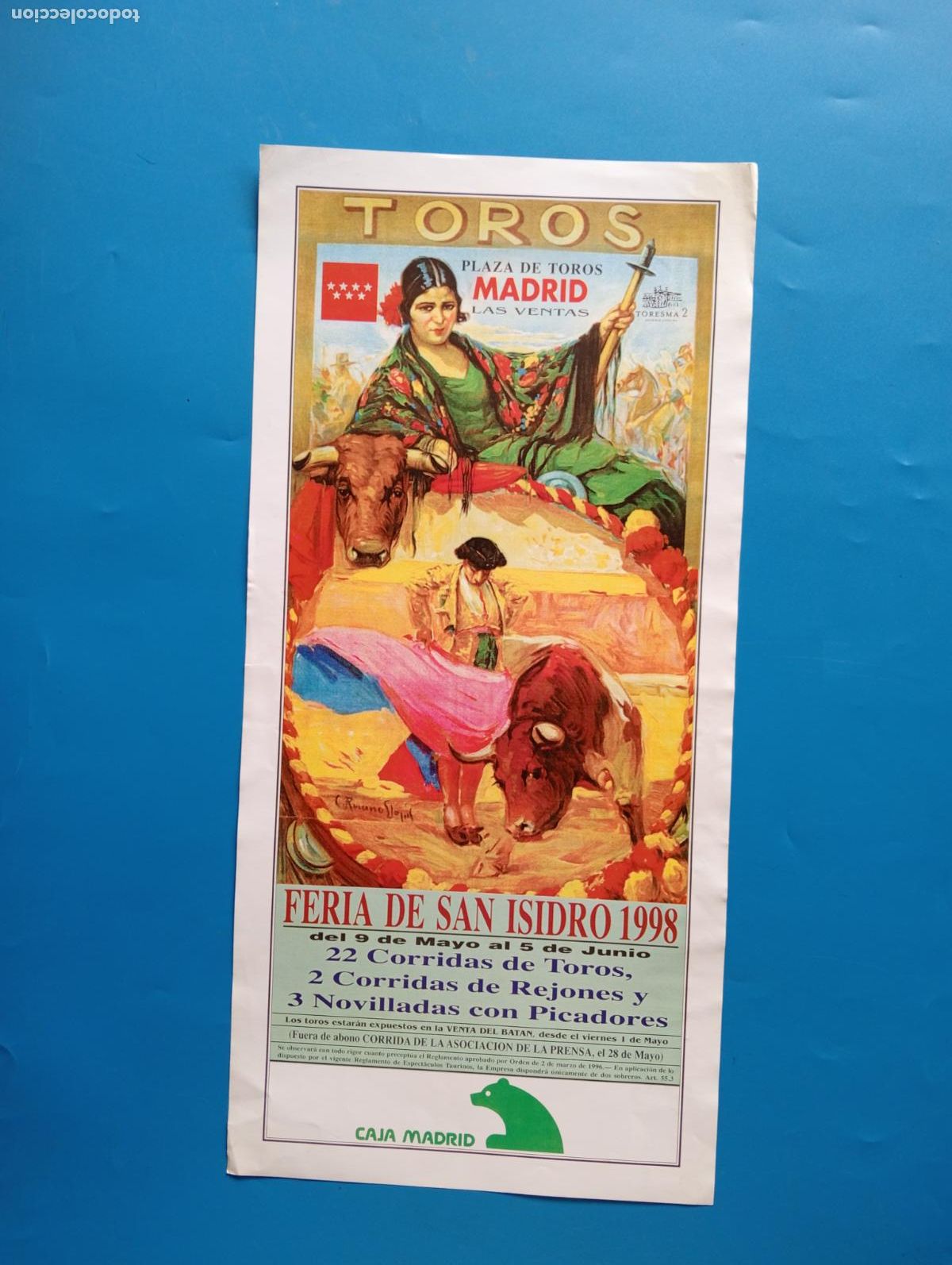 Tauromaquia: CARTEL TOROS. MADRID. 1998. GANADERIA CRIADO HOLGADO. JUAN CARLOS GARCIA. UCEDA LEAL. LUIS MARISCAL.