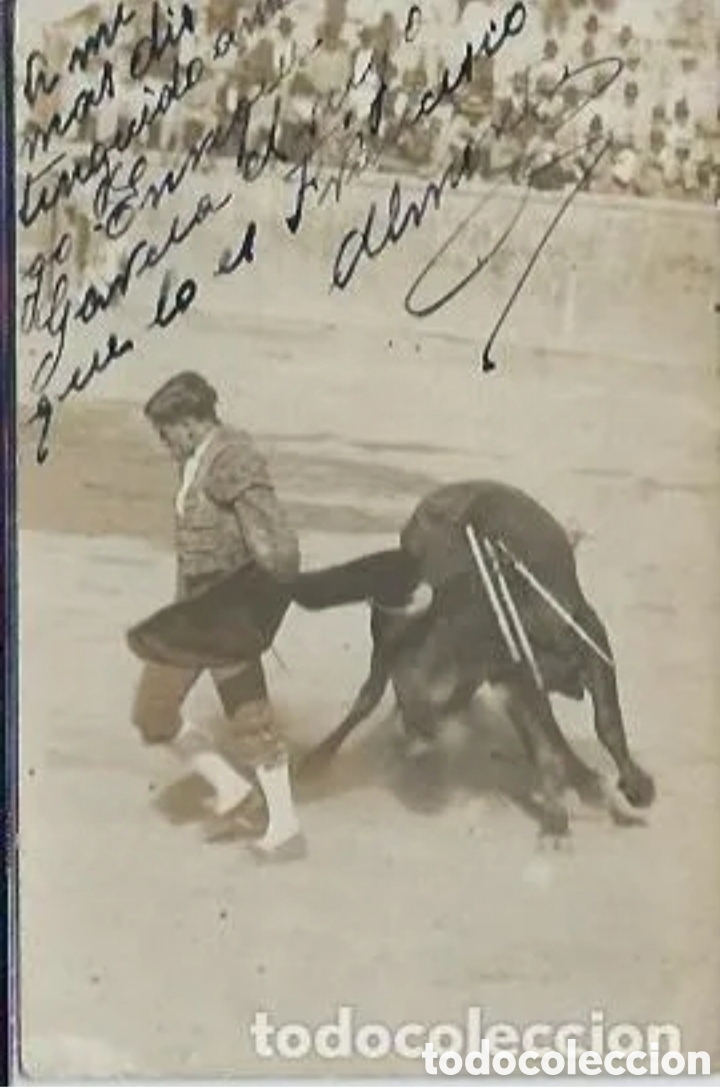 Tauromachia: TAUROMAQUIA - CORRIDA DE TOROS - DEDICATORIA DE UN TORERO CON FIRMA - FOTOGR&Aacute;FICA