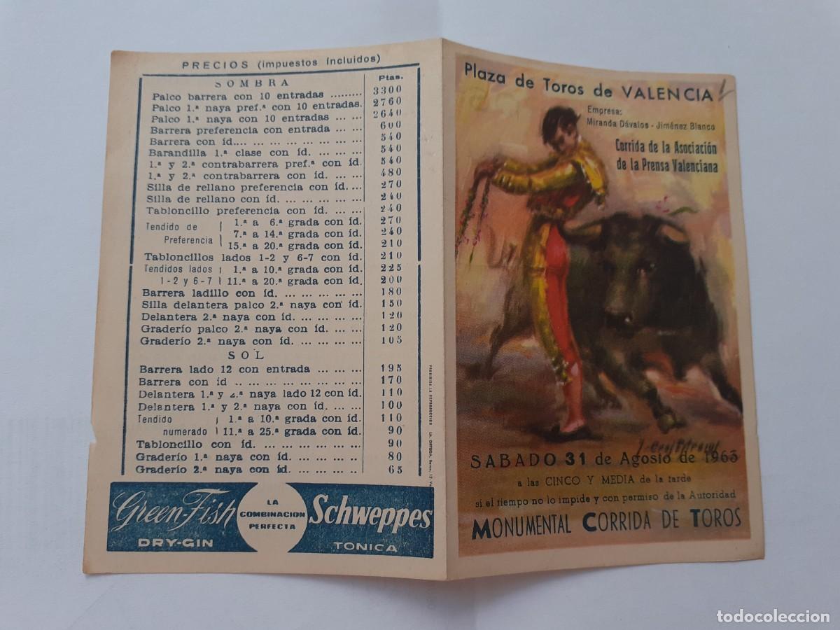 Tauromaquia: PROGRAMA DE MANO - PROGRAMA PLAZA DE TOROS DE VALENCIA A&Ntilde;O 1963 MONUMENTAL CORRIDA DE TOROS - Foto 1
