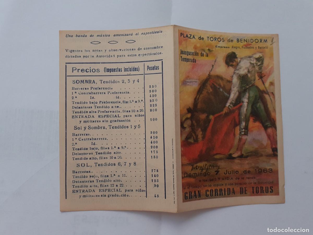 Tauromaquia: PROGRAMA DE MANO - PROGRAMA PLAZA DE TOROS DE BENIDORM A&Ntilde;O 1963 GRAN CORRIDA DE TOROS - Foto 1