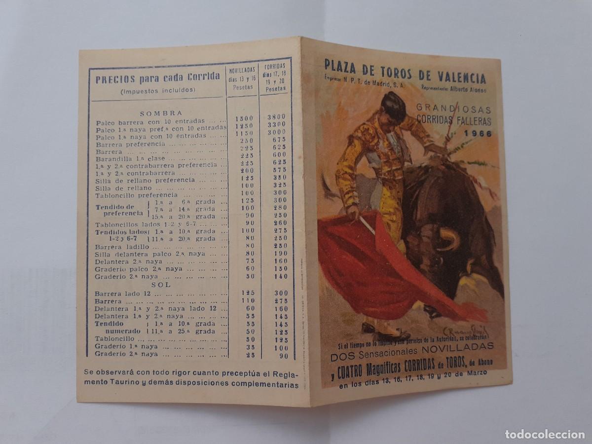 Tauromaquia: PROGRAMA DE MANO - PROGRAMA PLAZA DE TOROS DE VALENCIA A&Ntilde;O 1966 GRANDIOSAS CORRIDAS FALLERAS - Foto 1