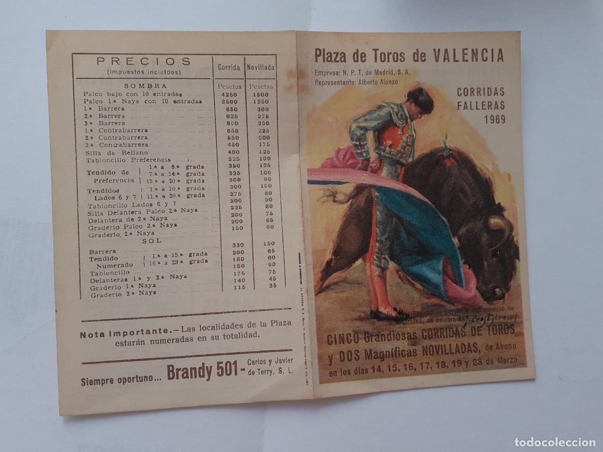 Tauromaquia: PROGRAMA DE MANO - PROGRAMA PLAZA DE TOROS DE VALENCIA A&Ntilde;O 1969 GRANDIOSAS CORRIDAS FALLERAS - Foto 1