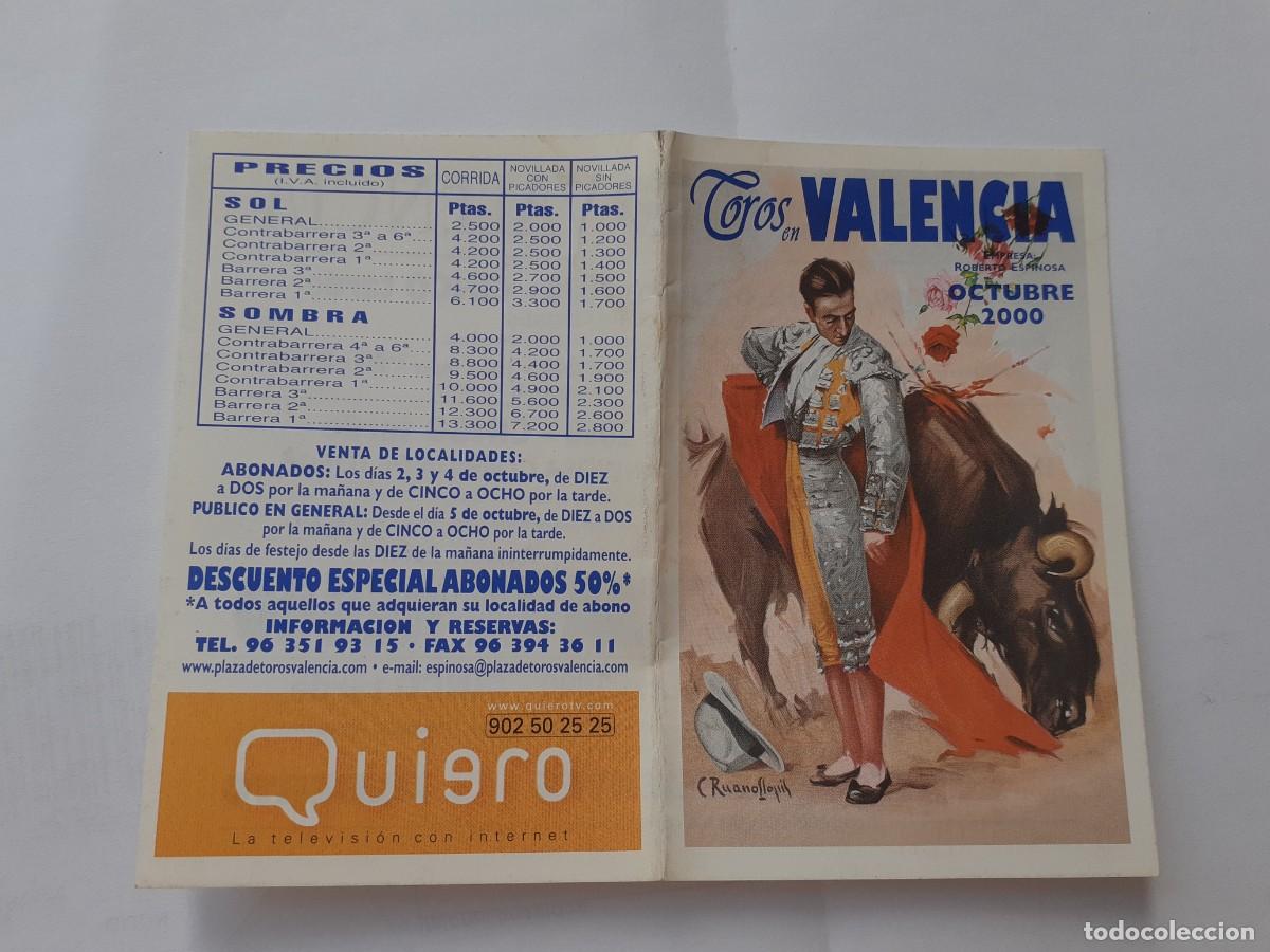 Tauromaquia: PROGRAMA DE MANO - PROGRAMA PLAZA DE TOROS DE VALENCIA A&Ntilde;O 2000 GRANDIOSAS CORRIDAS DE TOROS - Foto 1