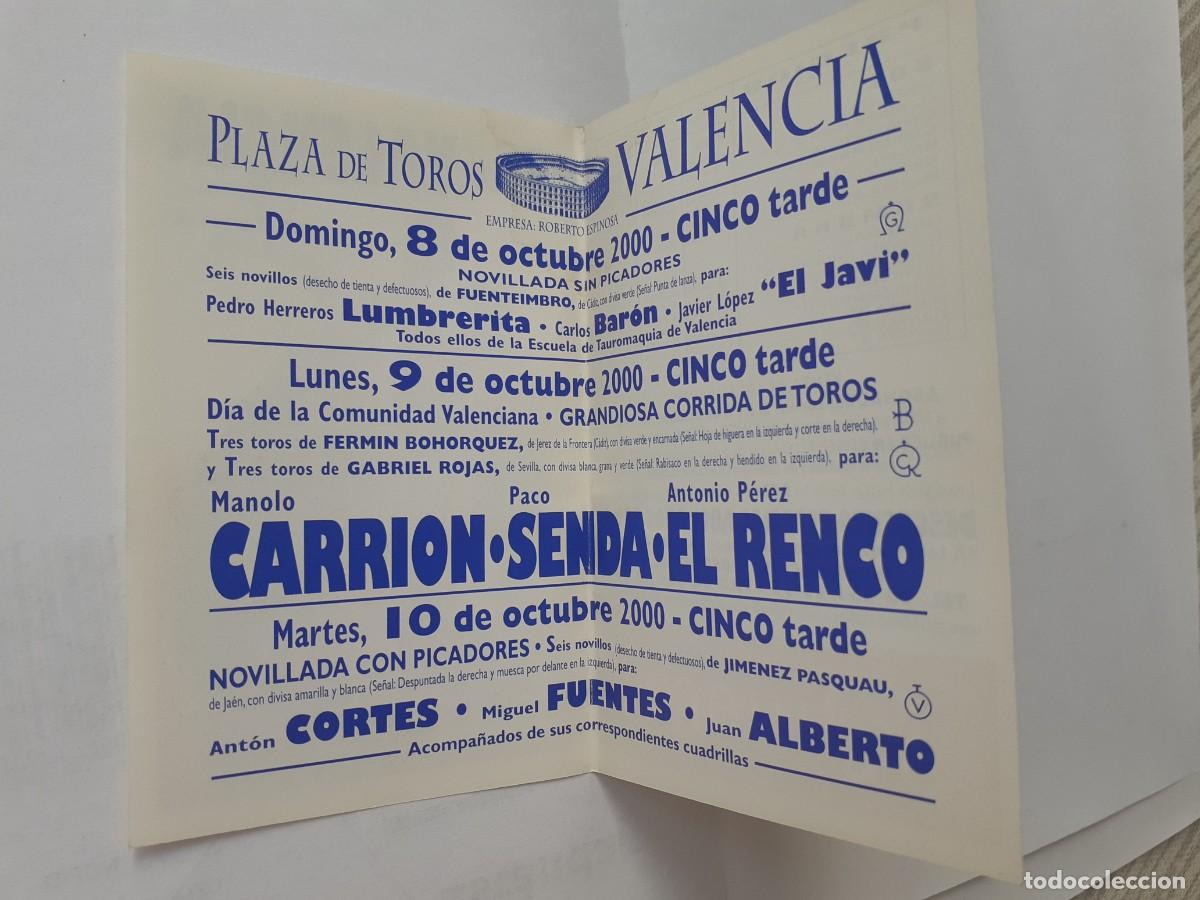 Tauromaquia: PROGRAMA DE MANO - PROGRAMA PLAZA DE TOROS DE VALENCIA A&Ntilde;O 2000 GRANDIOSAS CORRIDAS DE TOROS - Foto 2