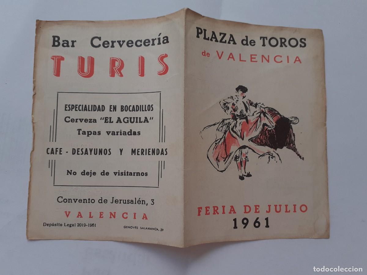 Tauromaquia: PROGRAMA DE MANO - PROGRAMA PLAZA DE TOROS DE VALENCIA - FERIA DE JULIO 1961 - Foto 1