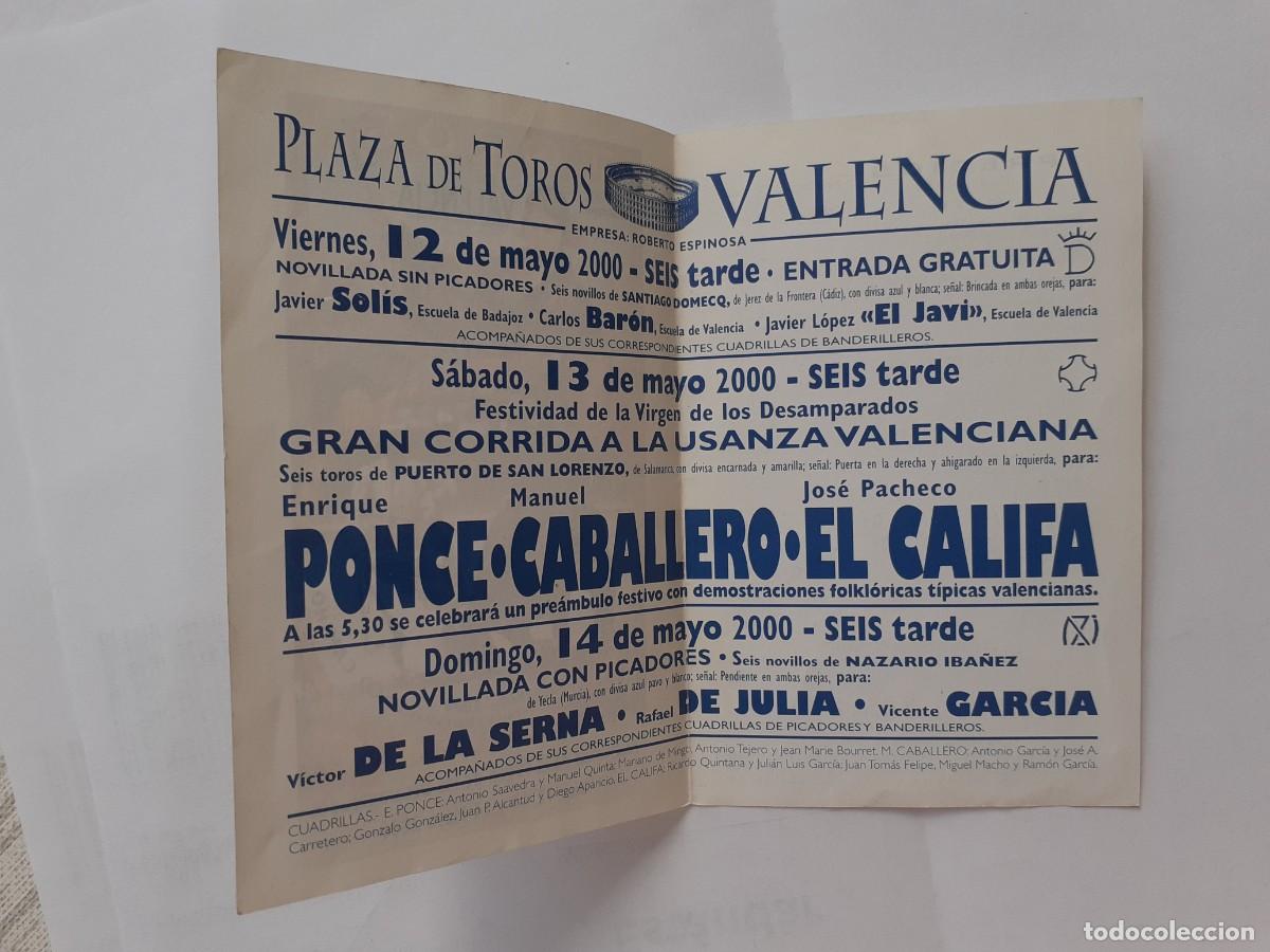 Tauromaquia: PROGRAMA DE MANO - PROGRAMA PLAZA DE TOROS DE VALENCIA - FESTIVIDAD DE LA VIRGEN 2000 - Foto 2