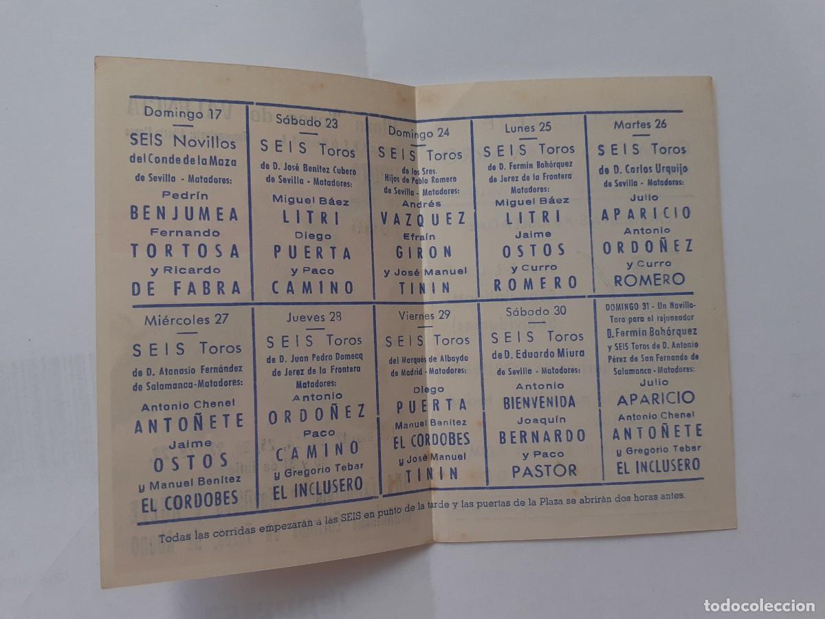 Tauromaquia: PROGRAMA DE MANO - PROGRAMA PLAZA DE TOROS DE VALENCIA - GRANDIOSAS CORRIDAS DE TOROS 1966 - Foto 2