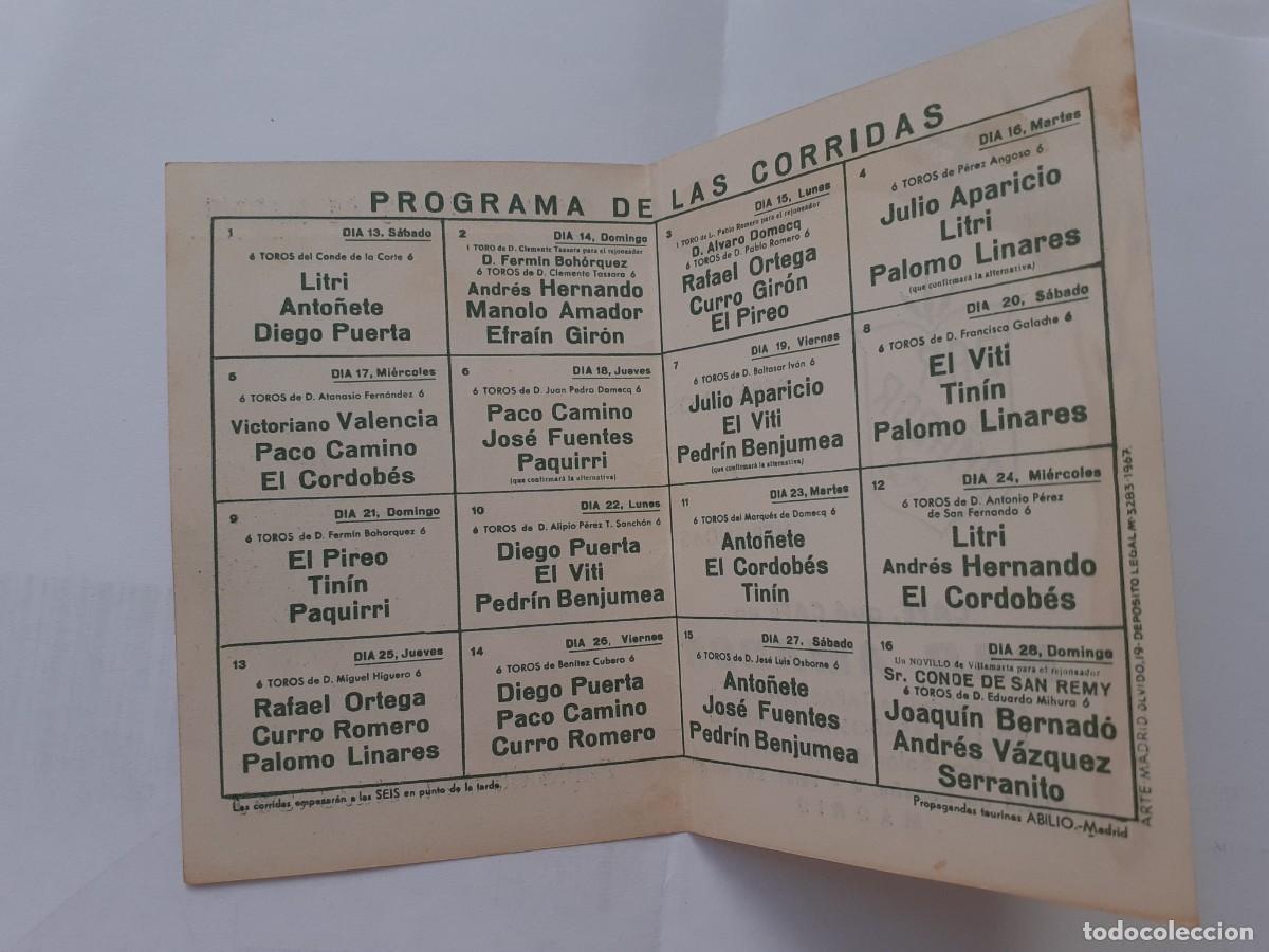 Tauromaquia: PROGRAMA DE MANO - PROGRAMA PLAZA DE TOROS DE MADRID - FERIA DE SAN ISIDRO 1967 - Foto 2