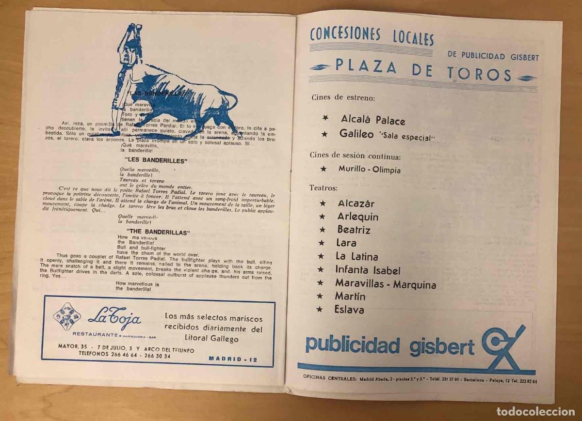 Tauromaquia: PROGRAMA CORRIDAS PLAZA DE TOROS DE MADRID. A&Ntilde;O 1973 - Foto 3