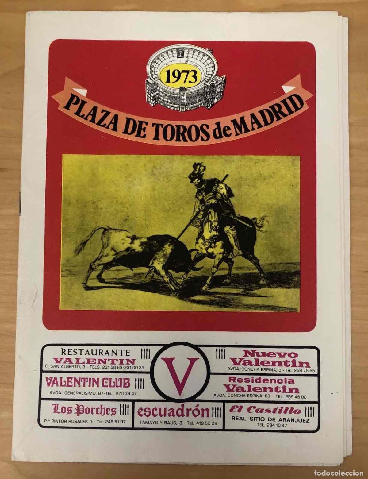 Tauromaquia: PROGRAMA CORRIDAS PLAZA DE TOROS DE MADRID. A&Ntilde;O 1973 - Foto 1