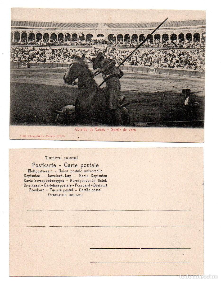 Tauromaquia: POSTAL, CORRIDA DE TOROS - SUERTE DE VARA. 1904 STENGEL & Co. DRESDE 22305. SIN CIRCULAR.