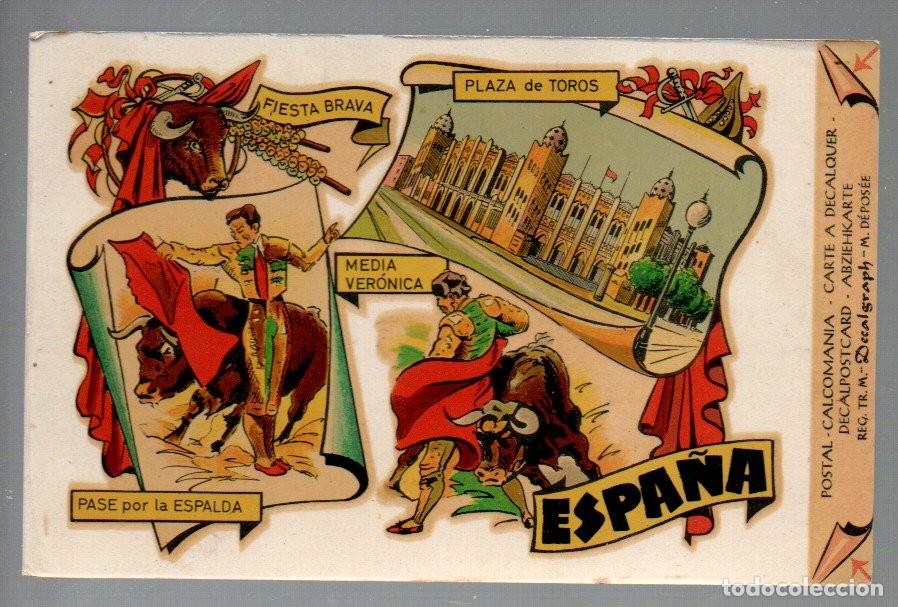Bullfighting: ANTIGUA POSTAL, CALCOMANIA ESPA&Ntilde;A, DECALGRAPH.