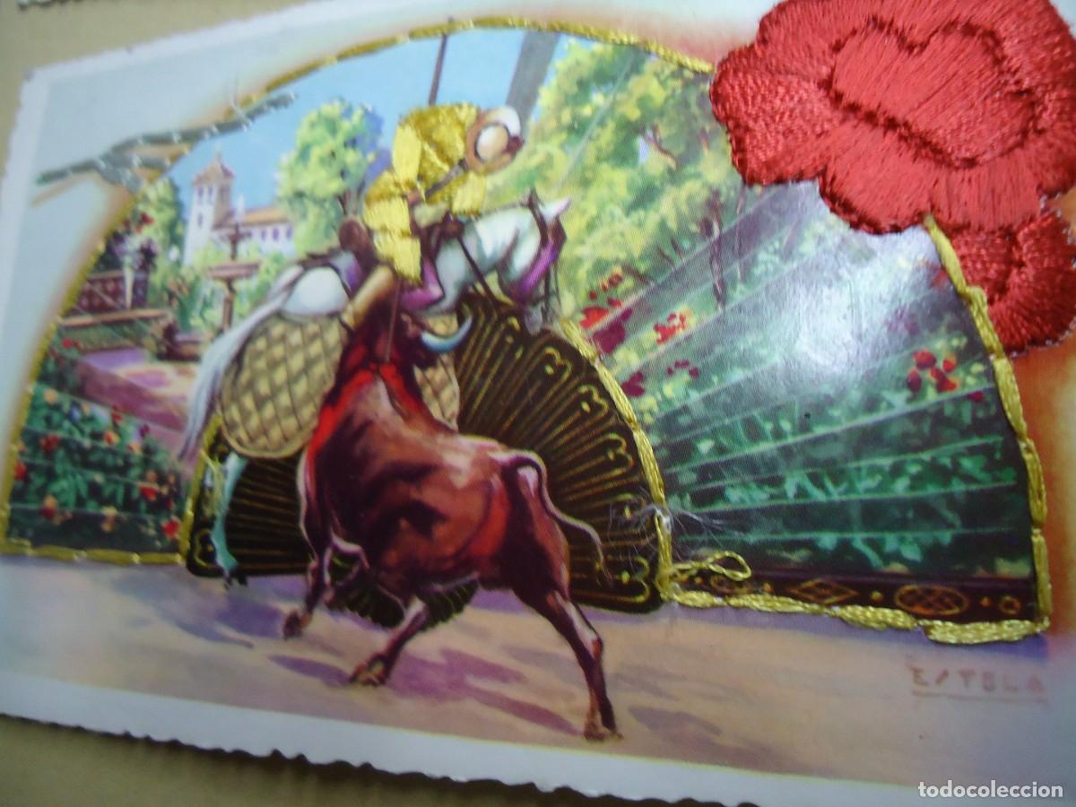 Tauromaquia: 6 POSTALES TOROS BORDADAS 6 - Foto 4