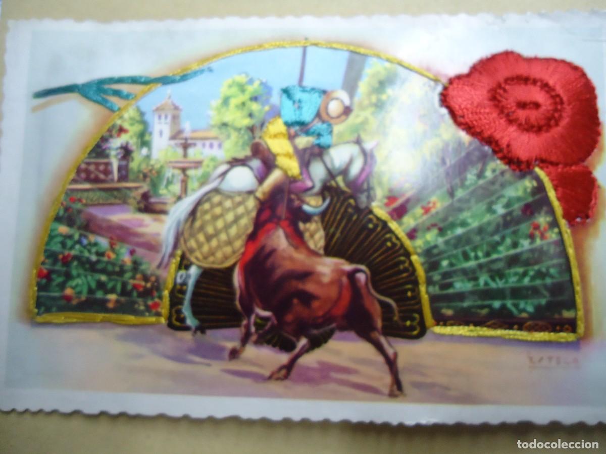 Tauromaquia: 6 POSTALES TOROS BORDADAS 6 - Foto 5