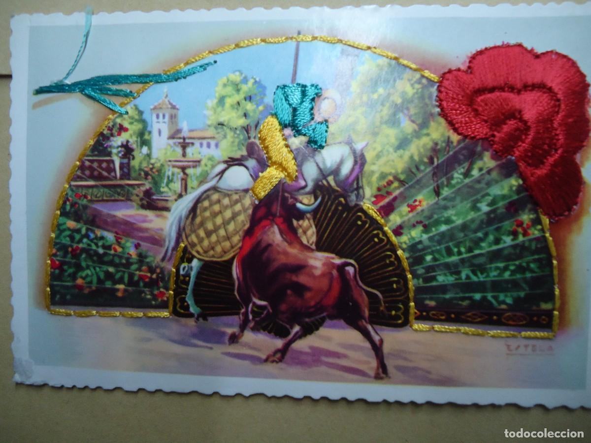 Tauromaquia: 6 POSTALES TOROS BORDADAS 6 - Foto 6