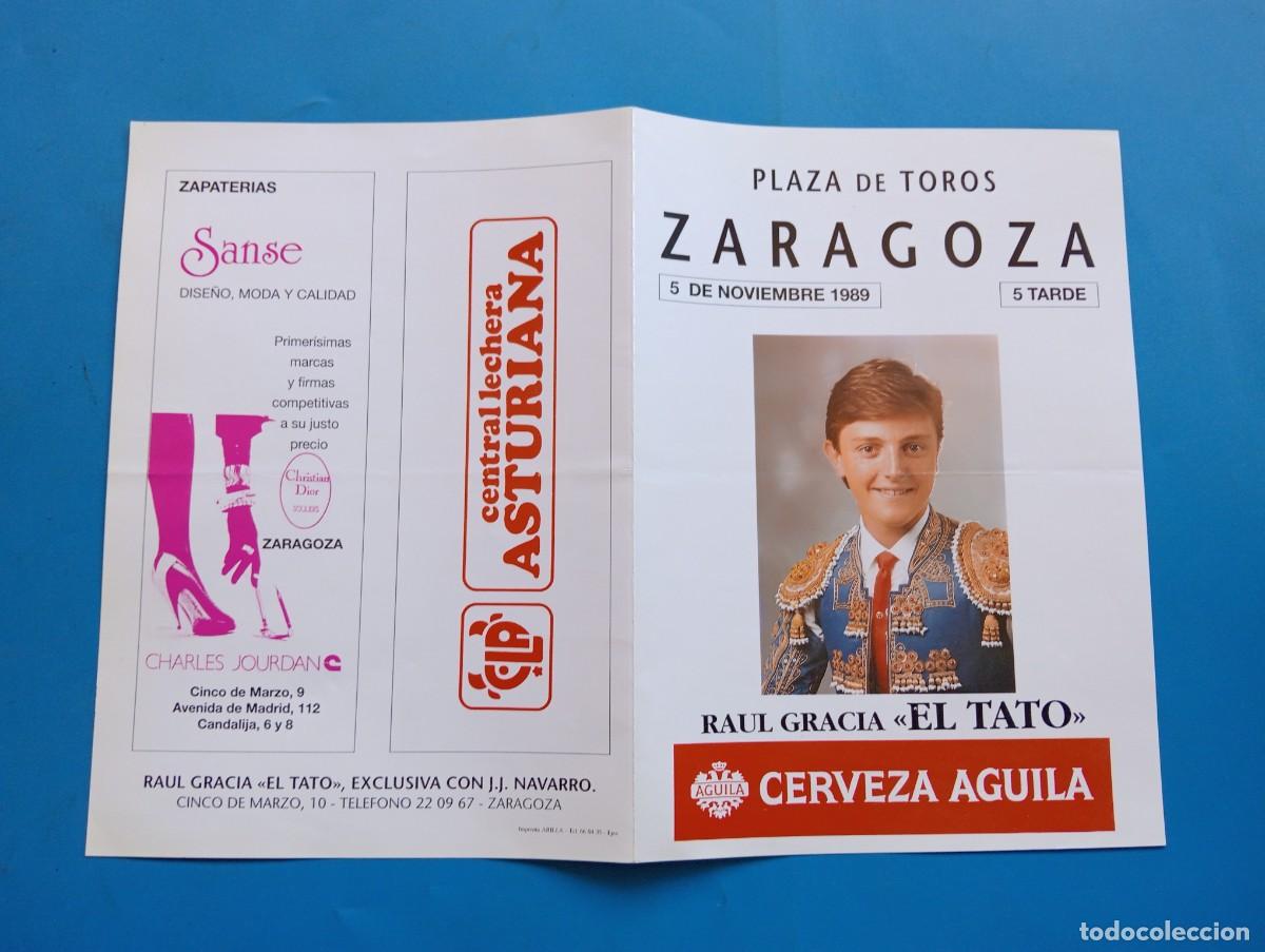 Stierkampf: PROGRAMA DE TOROS. ZARAGOZA. 1989. GANADERIA RODRIGUEZ TABERNERO. JOSE PORRAS, PORRITAS. EL TATO.