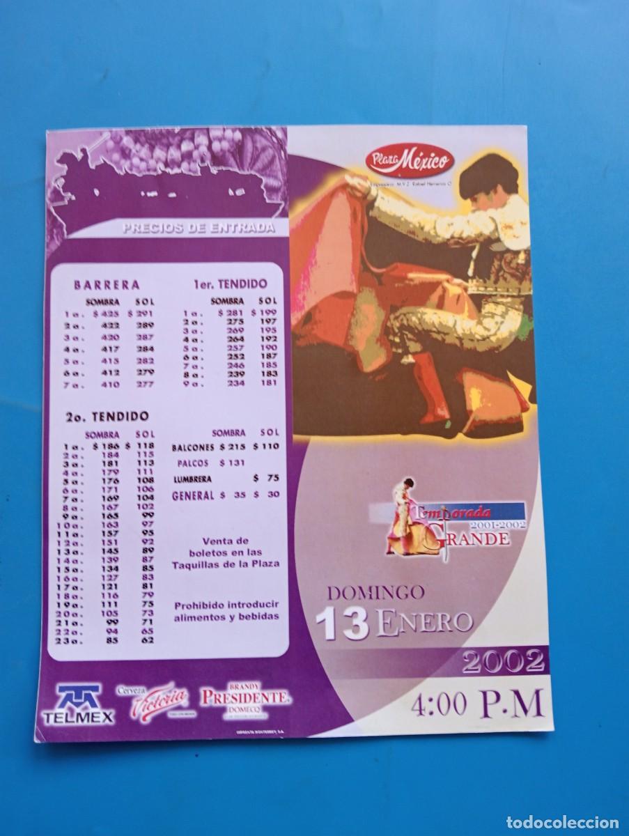 Bullfighting: PROGRAMA DE TOROS. MEXICO. 2002. GANADERIA BERNALDO DE QUIROS. ANTONIO URRUTIA. PONCE. EL JULI.