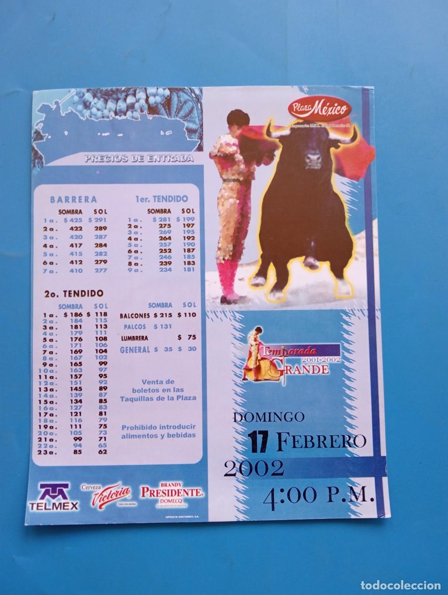 Bullfighting: PROGRAMA DE TOROS. MEXICO. 2002. GANADERIA MANUEL MARTINEZ. RODRIGO SANTOS. MANOLO MEJIA. J. CONDE.