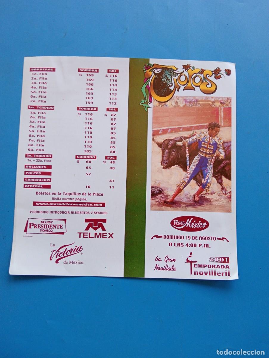 Bullfighting: PROGRAMA DE TOROS. MEXICO. 2001. GANADERIA DE HARO. JUAN VELA. ALFONSO ZAMORA. GUILLERMO VILLEGAS.