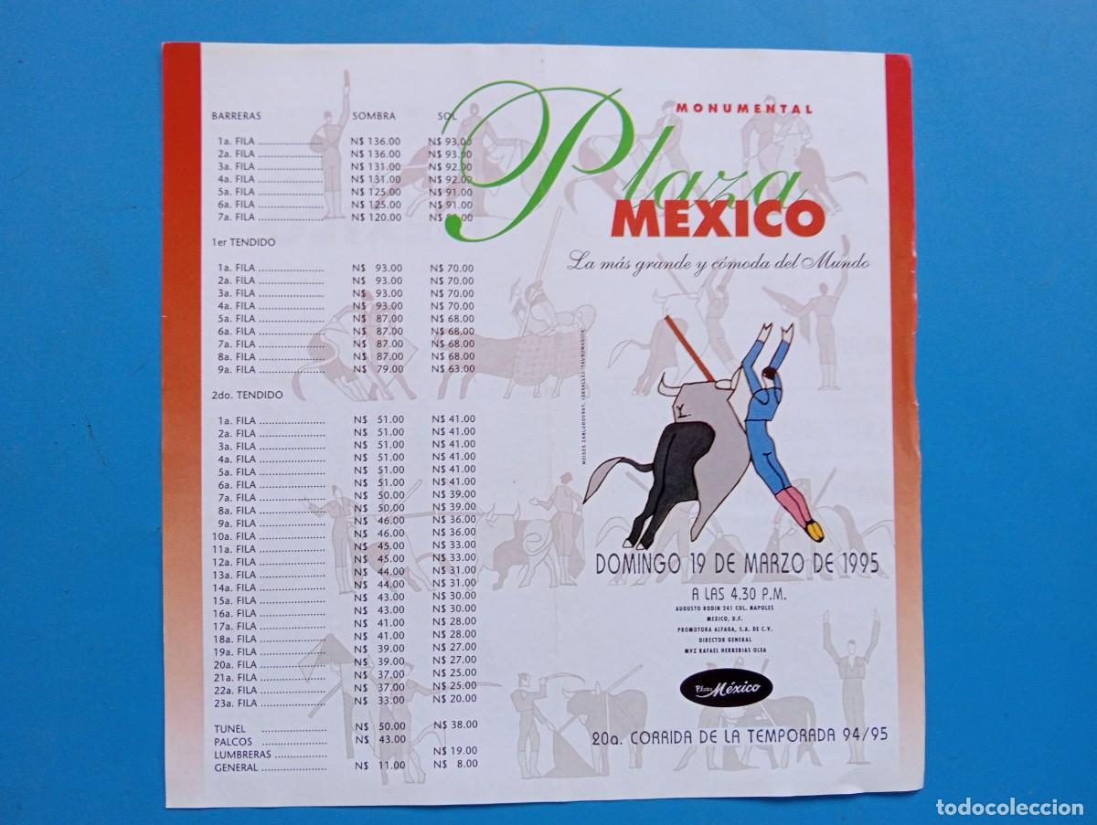 Stierkampf: PROGRAMA DE TOROS. MEXICO. 1994-95. GANADERIA DE SANTIAGO. MARIO DEL OLMO. LEONARDO BENITES. MANZUR.
