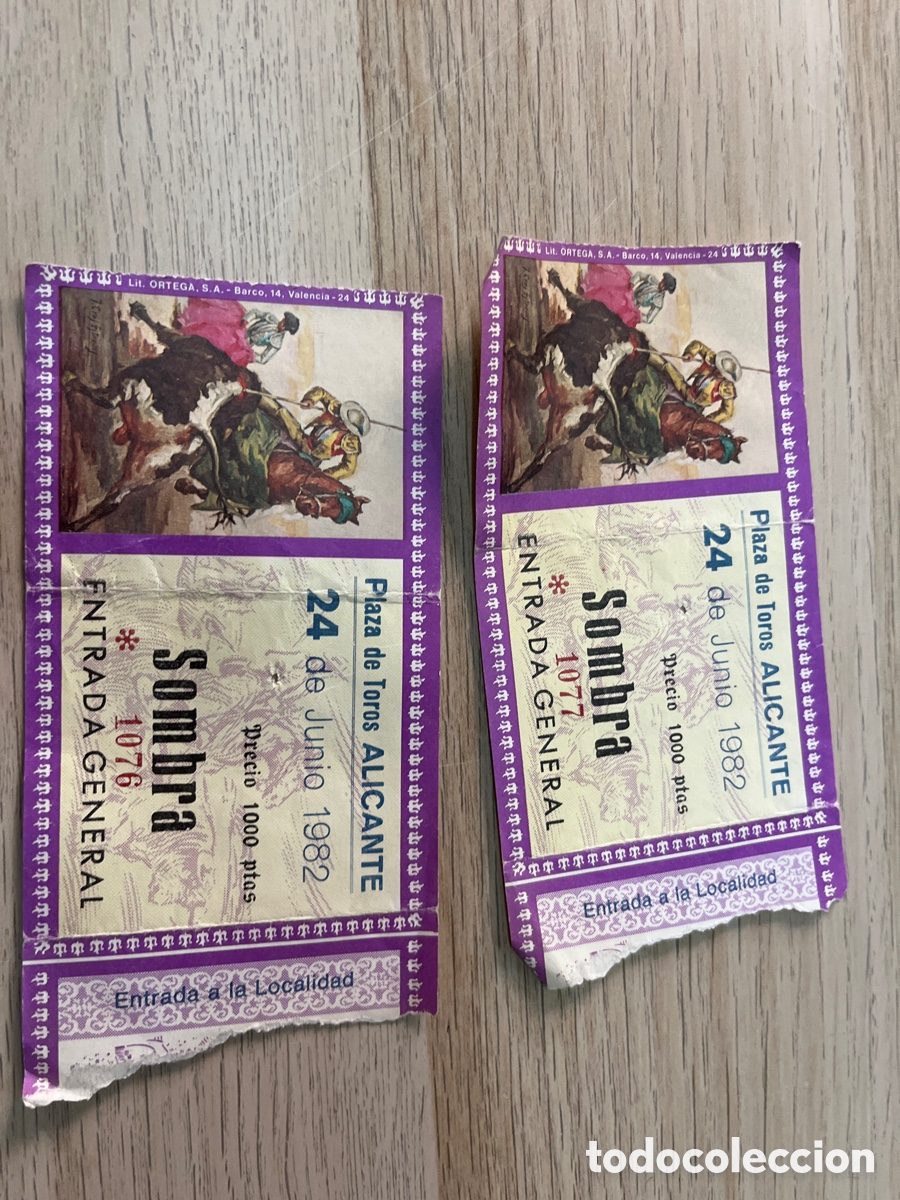 Tauromaquia: Dos Entradas plaza de toros ALICANTE 1982 - 24 de junio