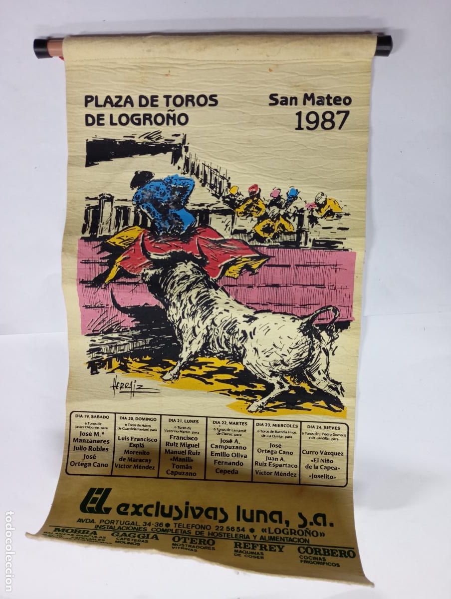 Stierkampf: BANDER&Iacute;A PLAZA DE TOROS DE LOGRO&Ntilde;O. FERIA DE SAN MATEO CALENDARIO DE 1987. PN10