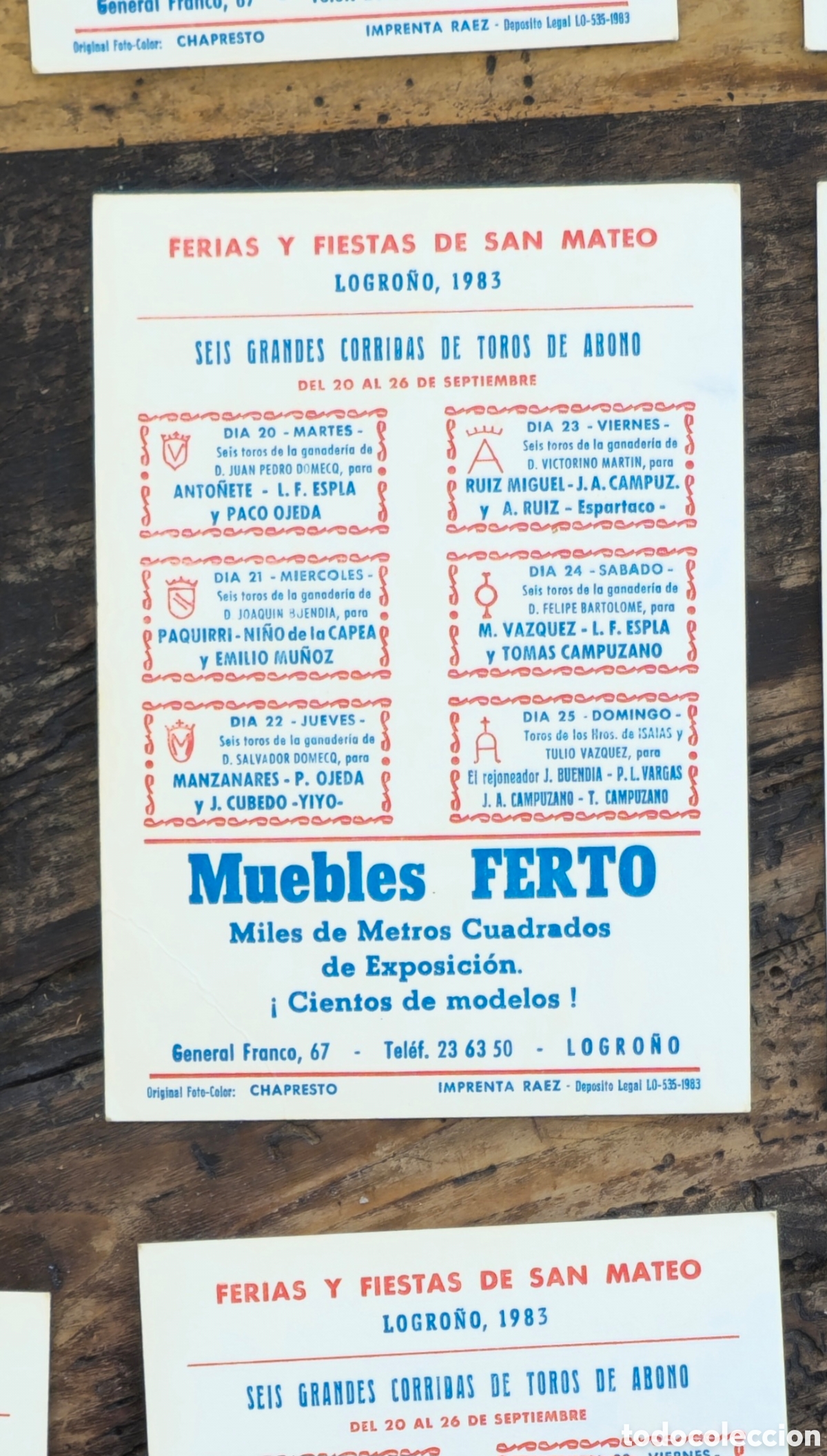 Tauromaquia: Postales y programa feria 1983 - Foto 5