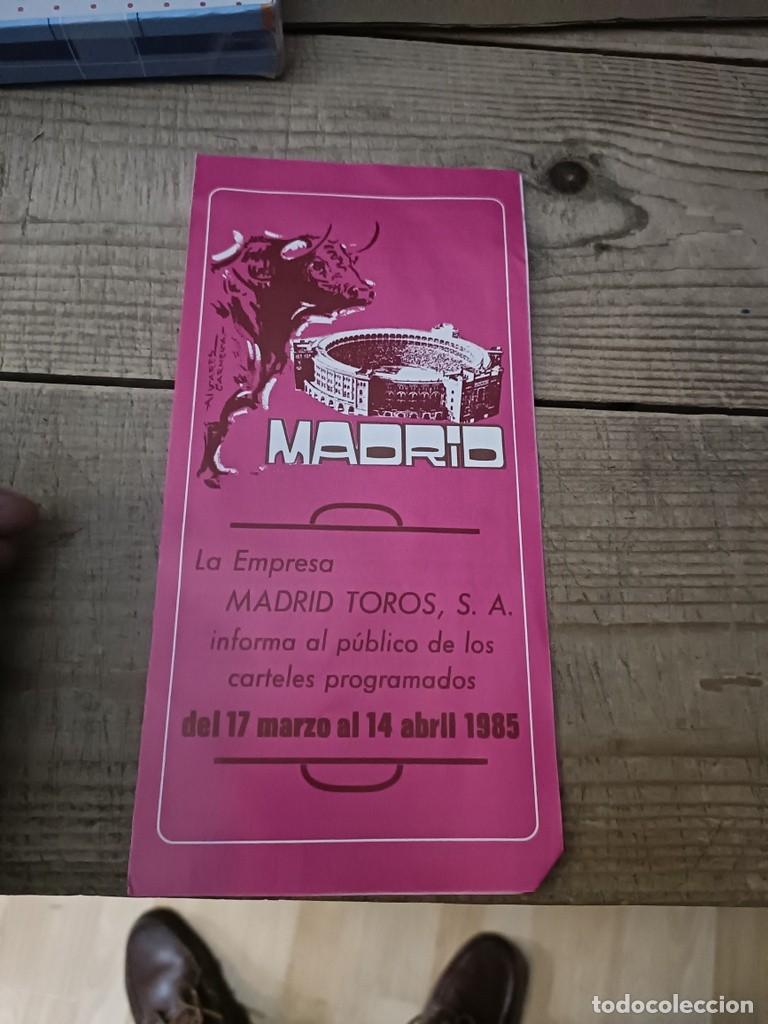 Tauromaquia: ,MADRID, PROGRAMA DE MANO SAN ISIDRO 1985 - Foto 1