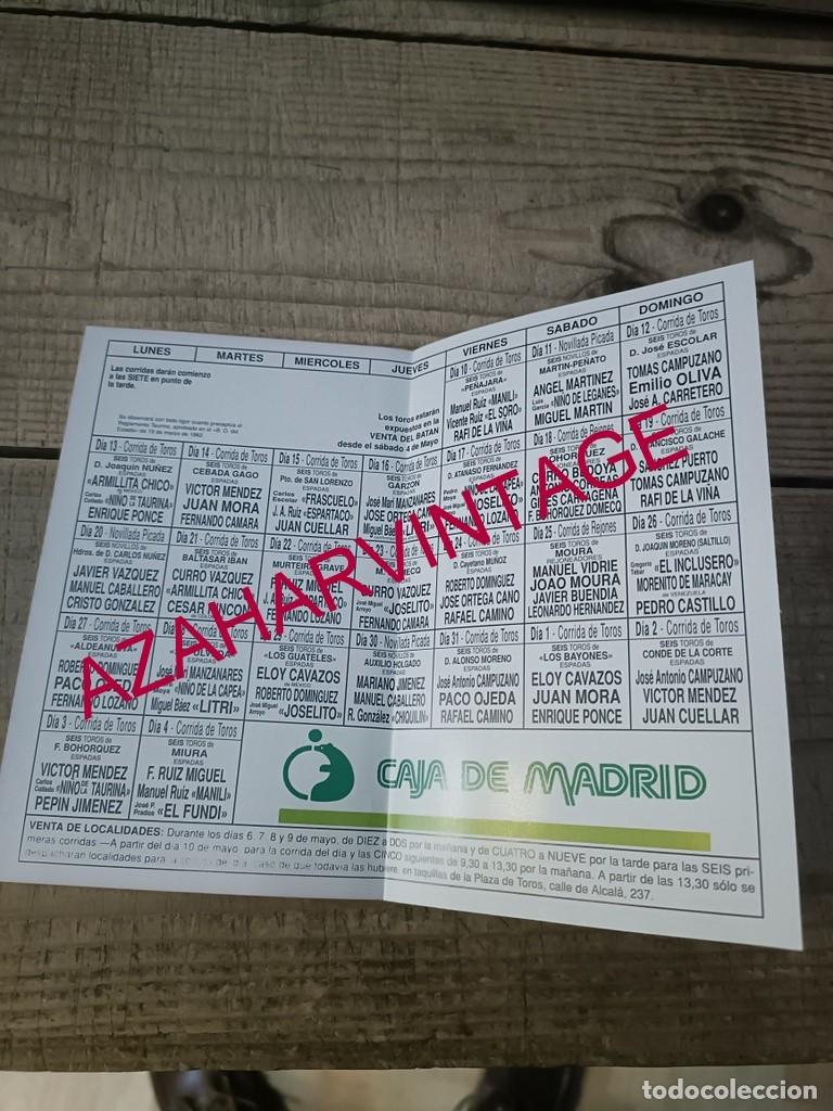 Tauromaquia: MADRID, 1991, PROGRAMA DE MANO FERIA DE SAN ISIDRO - Foto 2