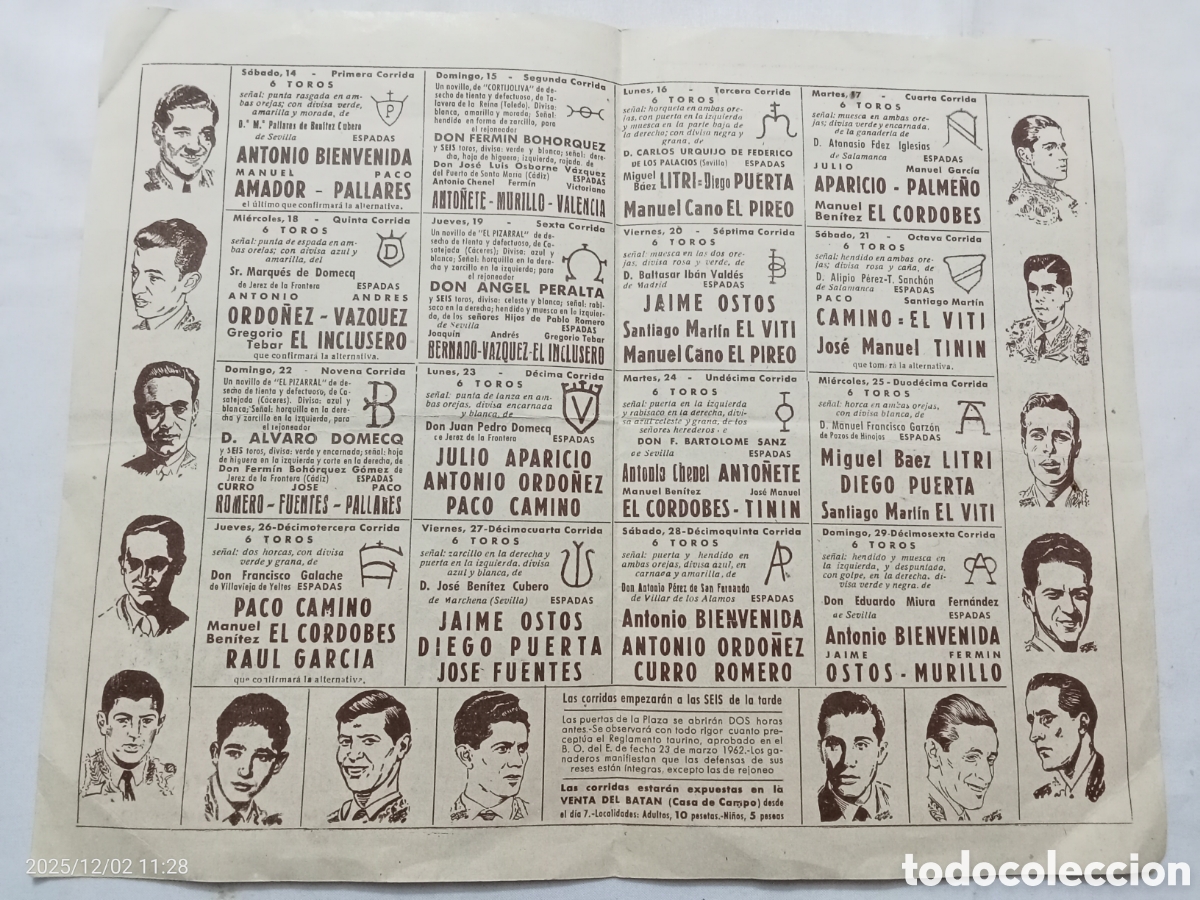 Tauromaquia: Programa de toros Madrid 1966 - Foto 2