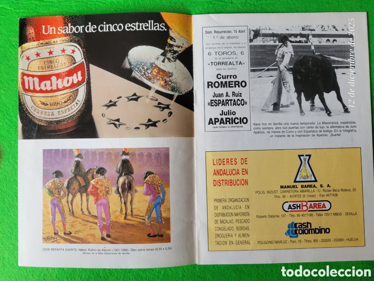 Tauromaquia: PROGRAMA DE MANO PLAZA DE TOROS DE SEVILLA 1990 - Foto 2