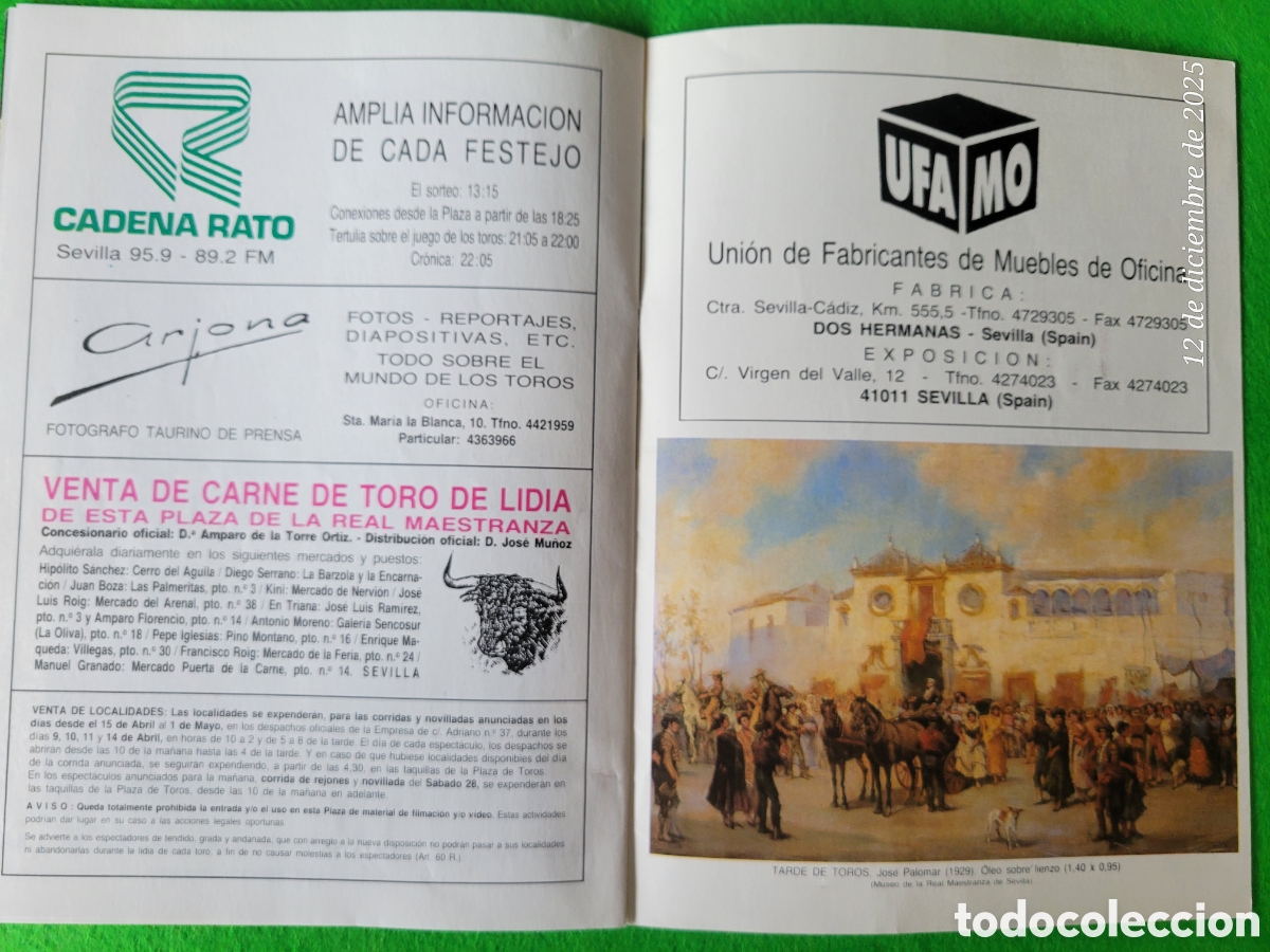 Tauromaquia: PROGRAMA DE MANO PLAZA DE TOROS DE SEVILLA 1990 - Foto 4