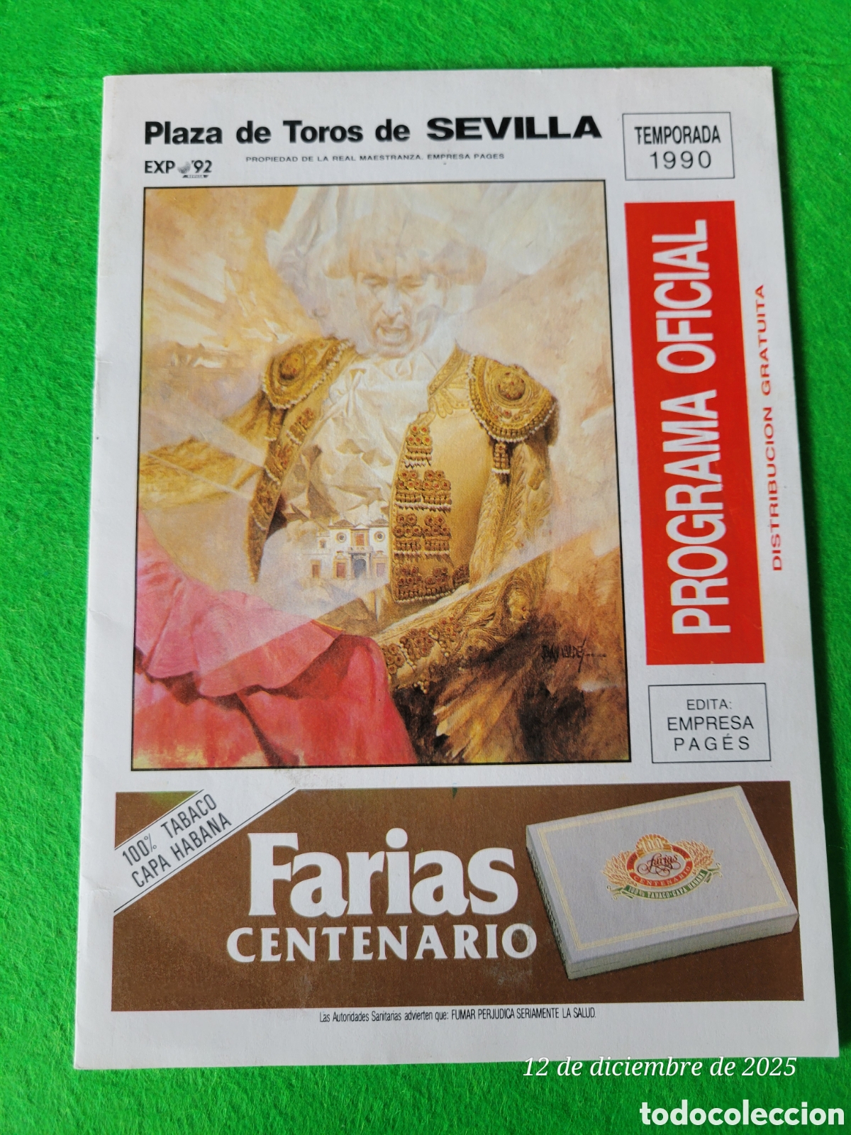 Tauromaquia: PROGRAMA DE MANO PLAZA DE TOROS DE SEVILLA 1990 - Foto 1