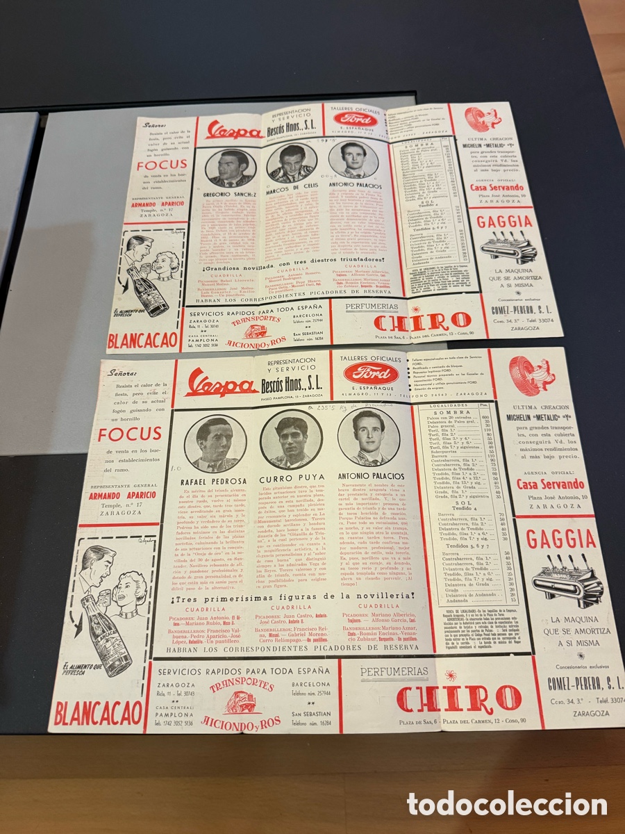 Tauromaquia: 2 PROGRAMAS. TOROS. ZARAGOZA 1955 - Foto 2