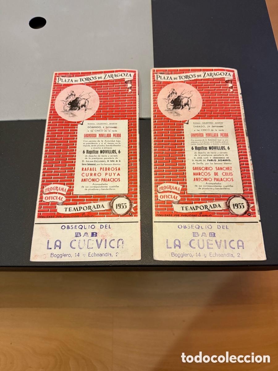 Tauromaquia: 2 PROGRAMAS. TOROS. ZARAGOZA 1955 - Foto 1