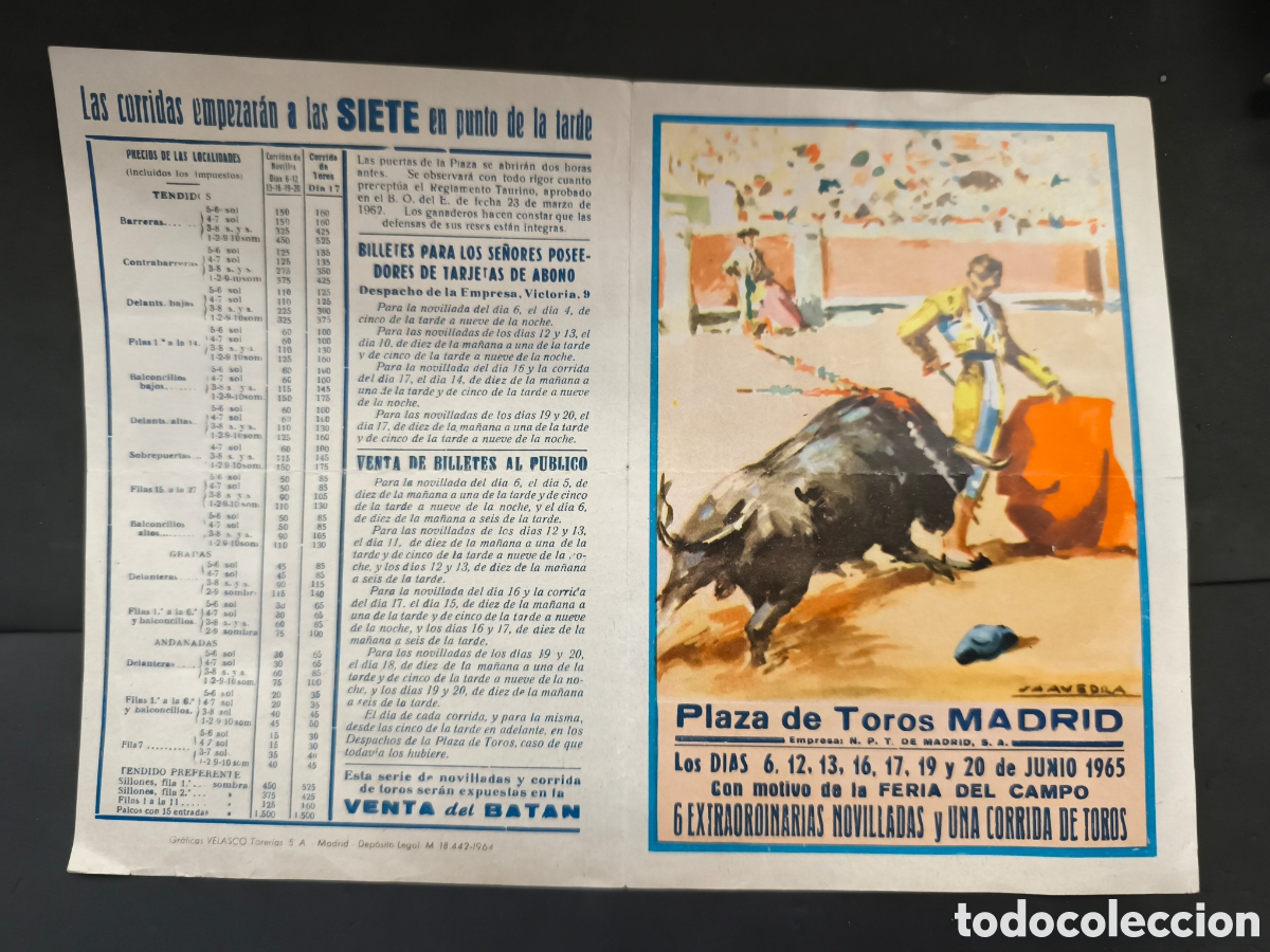Tauromaquia: Programa junio 1965 plaza toros Madrid - Foto 1