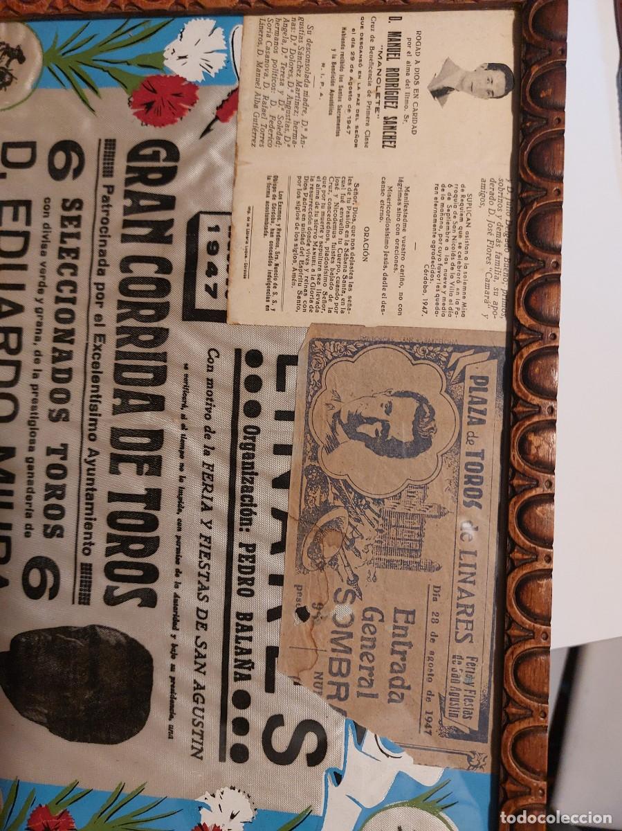 Stierkampf: Lote torero Manolete cuadro cartel esquela entrada muerte Linares 1947