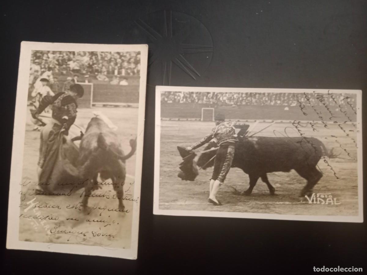 Tauromachia: TAUROMAQUIA - 2 FOTOS DEDICADAS CON AUTOGRAFO TORERO ENRIQUE TORRES - VIDAL PLAZA DE TOROS VALENCIA