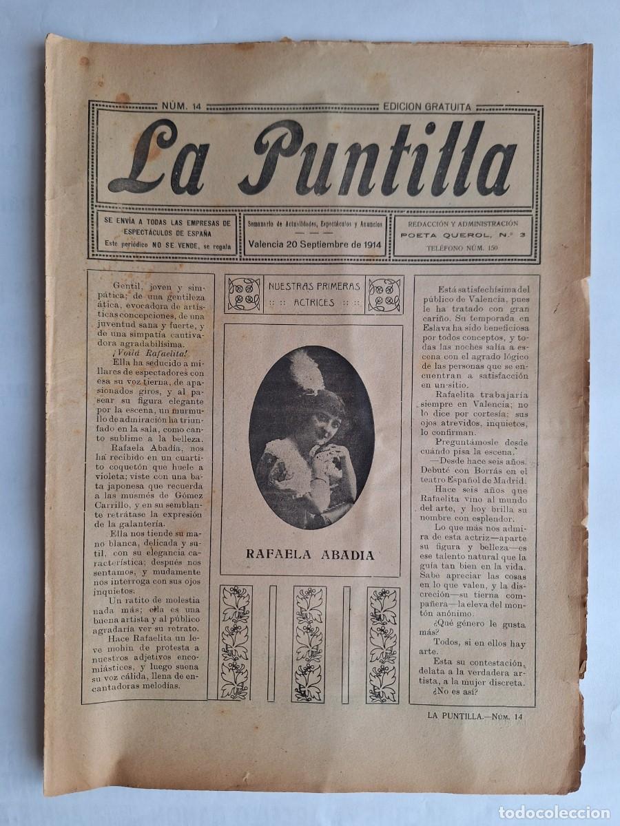 Tauromachia: REVISTA TOROS LA PUNTILLA VALENCIA A&Ntilde;O 1914 RAFAELA ABADIA SEMANARIO ACTUALIDADES ESPECTACULOS RV