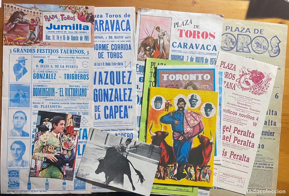 Tauromaquia: LORCA- CARAVACA- JUMILLA- TOTANA- TOROS- 10 CARTELES- FOLLETOS- 1970 - 1990